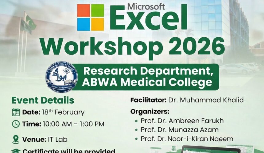 Microsoft Excel 2026 – Hands-On Workshop at ABWA Medical College