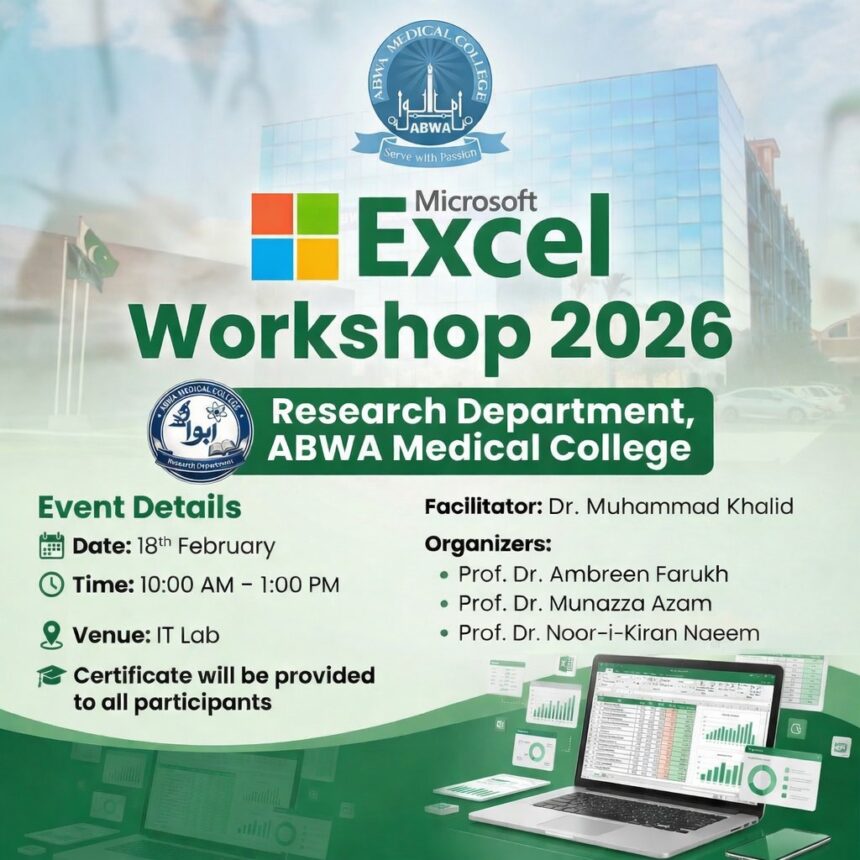 Microsoft Excel 2026 – Hands-On Workshop at ABWA Medical College